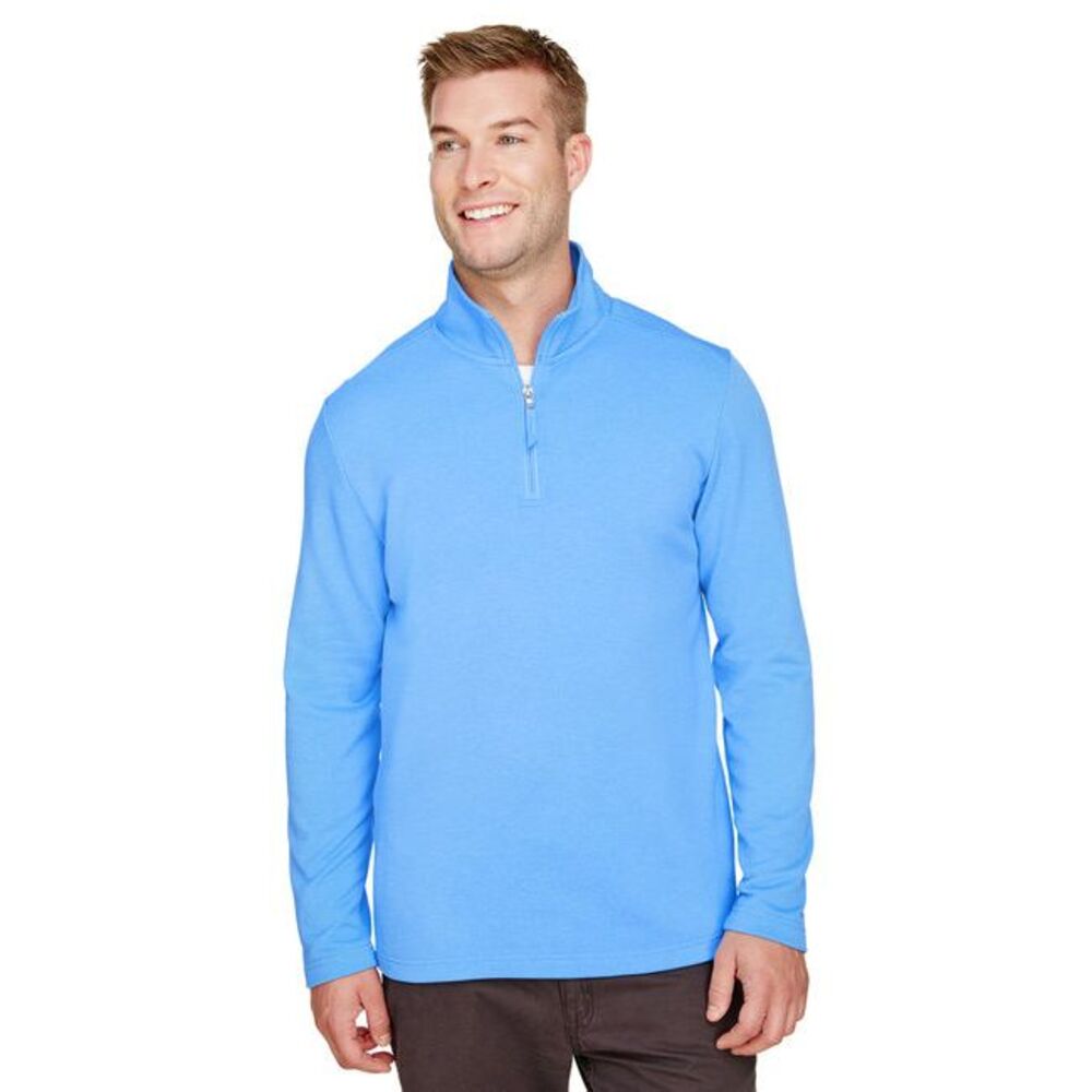 UC792 UltraClub Men's Coastal Fleece Quarter-Zip Columbia Blue Heather 4XL